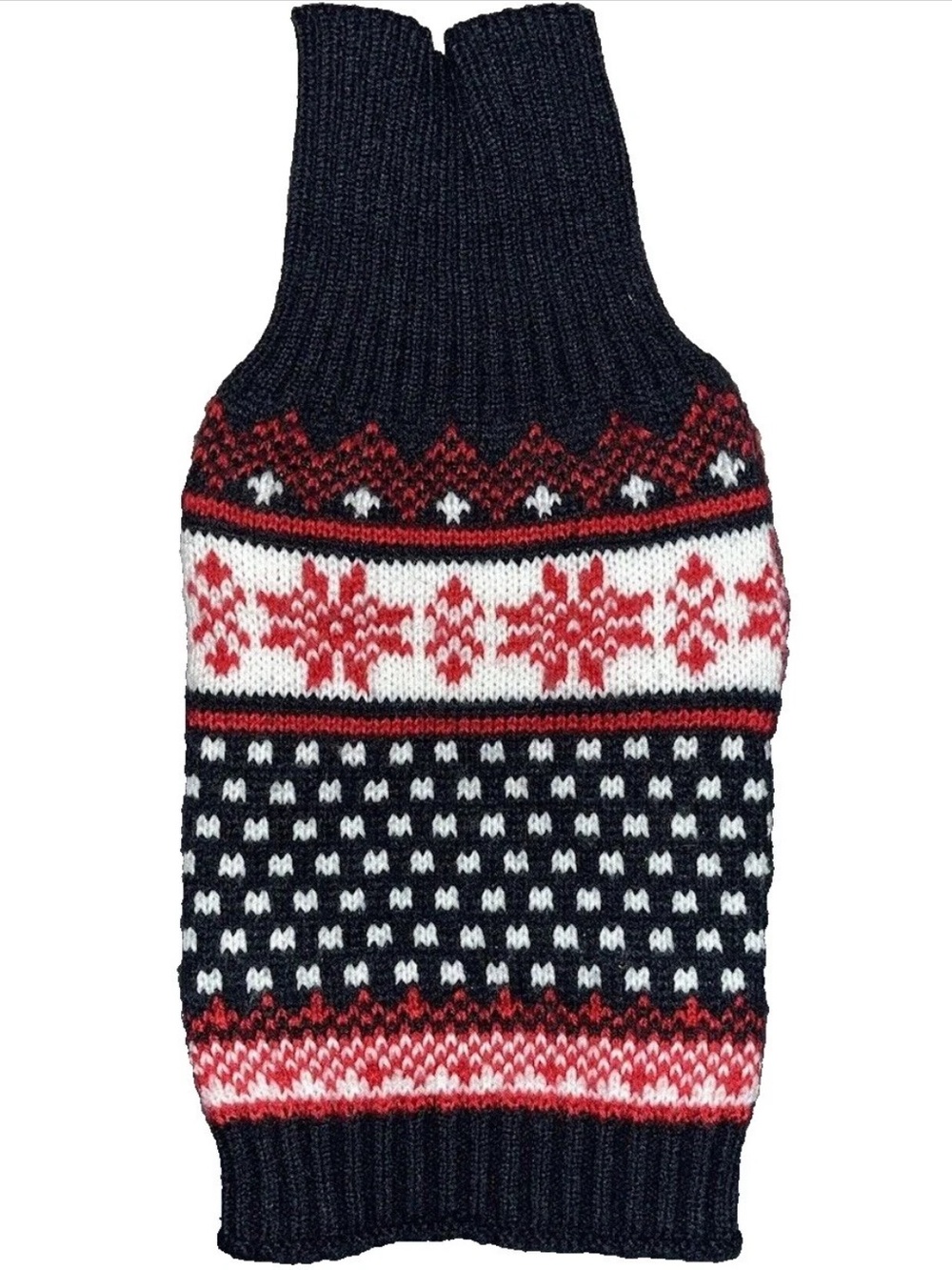 Dog Sweater Turtleneck Blue & Red Holiday Pattern Size XS